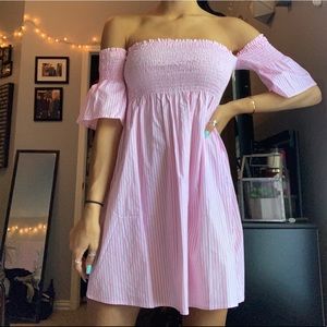 Pink and white stripe dress